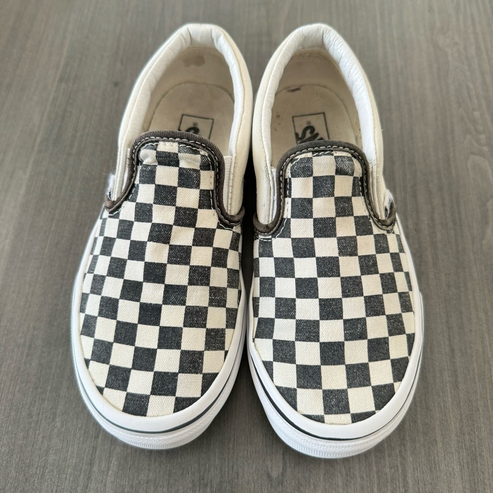 Vans kids unisex black white checkerboard slip on shoes size 2 - Picture 3 of 9